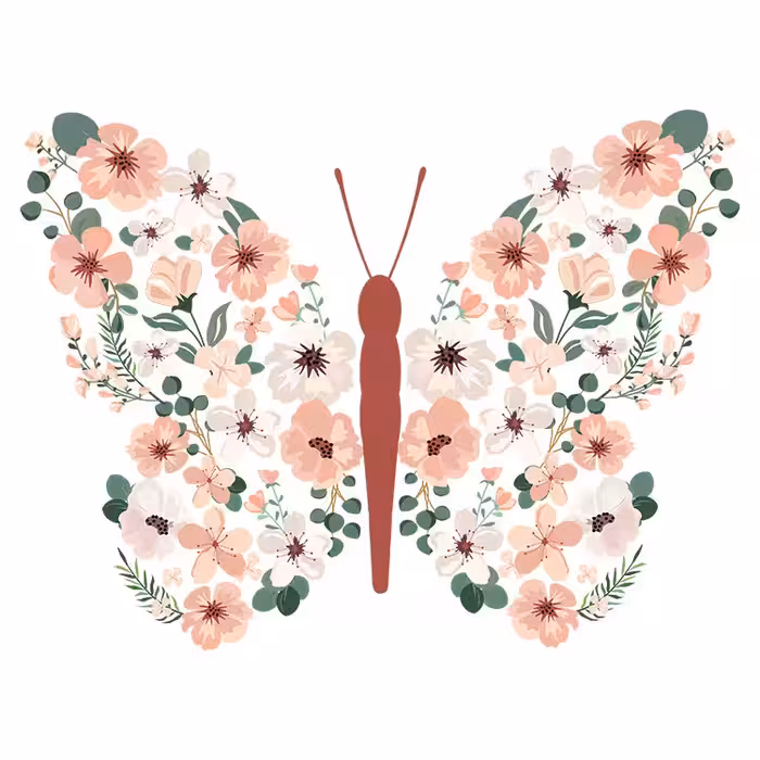 استیکر پارچه و لباس مدل دی تی اف طرح پروانه گل کد H15.113 مجموعه 4 عددی