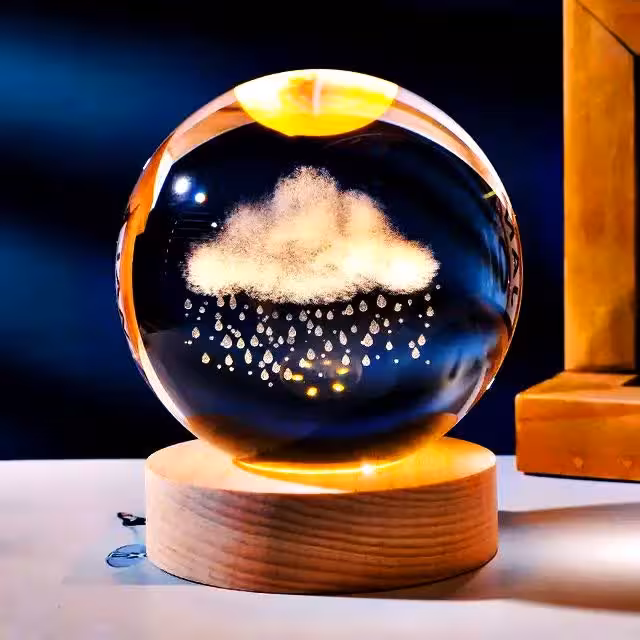 چراغ خواب گوی کریستال سایز 6