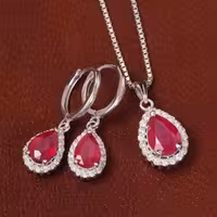 نیم ست یاقوت سرخ زنانه کد 30180 - جواهری مشاهیر