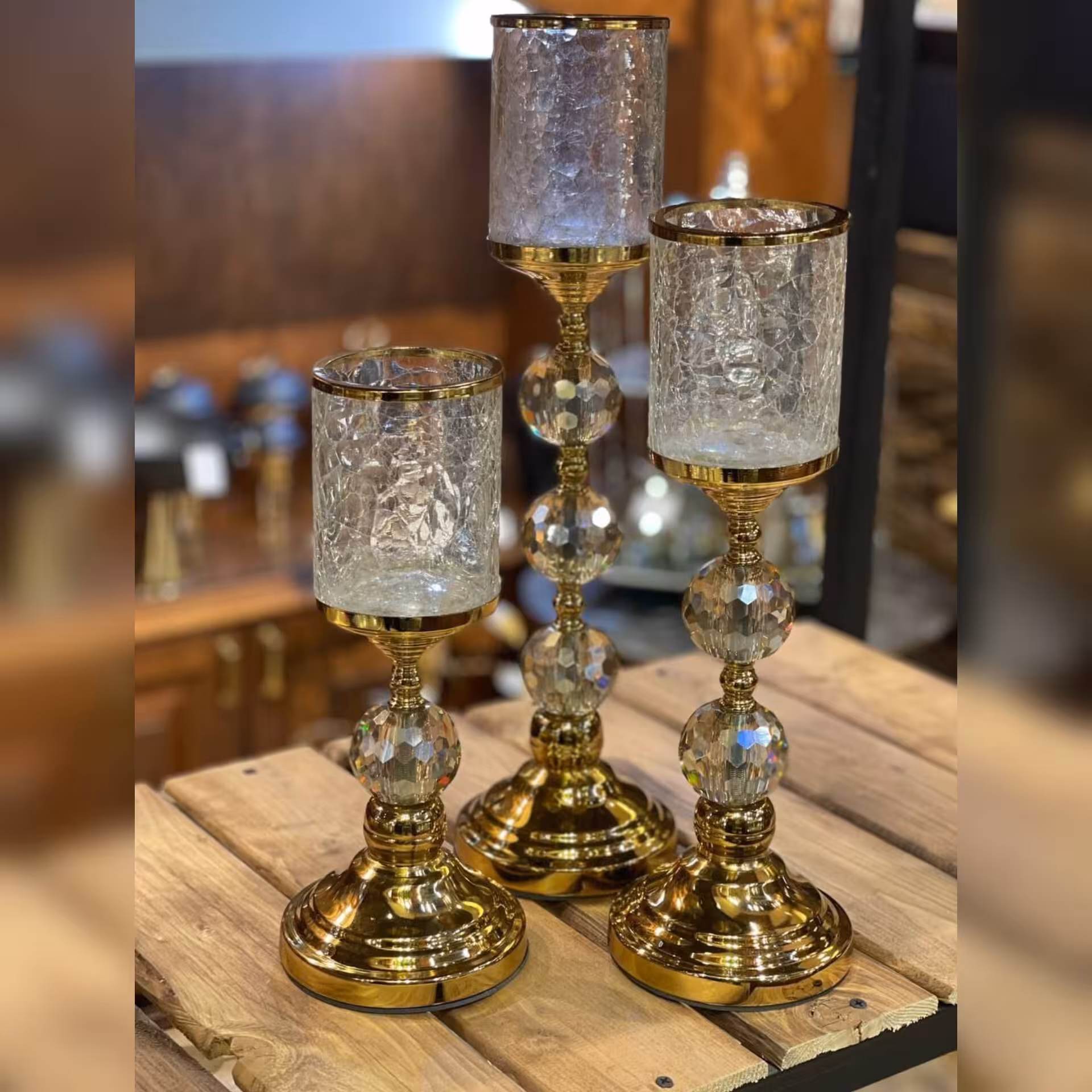 شمعدان سه سایز مدل کریستالی