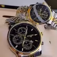 ساعت مچی ست زنانه مردانه سیتیزن طلایی نقره ای مشکی (طرح سه موتوره تقویم فعال)