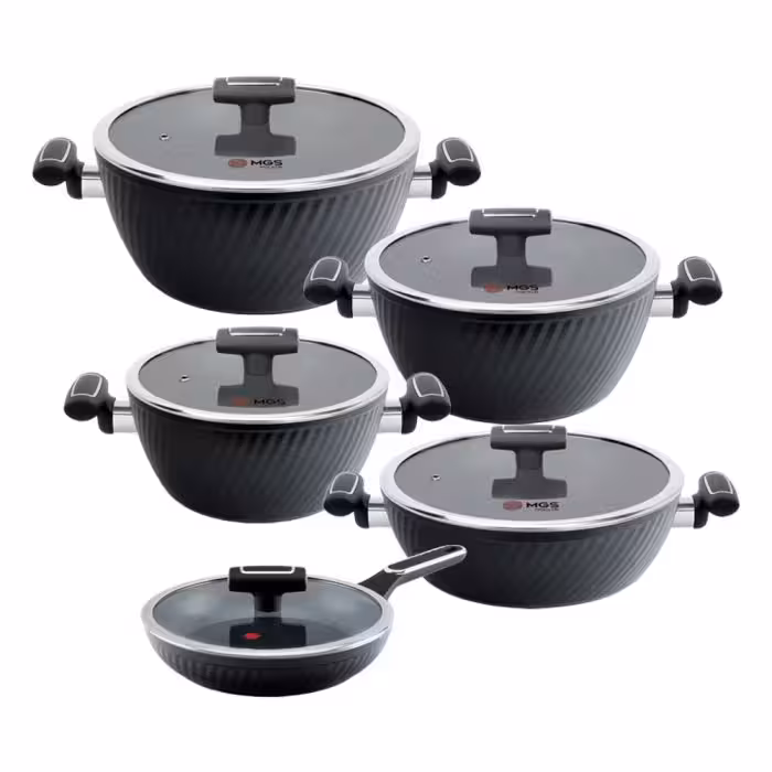 سرویس قابلمه 10 پارچه فورج طرح ماینز دستگره باکالیت ام جی اس