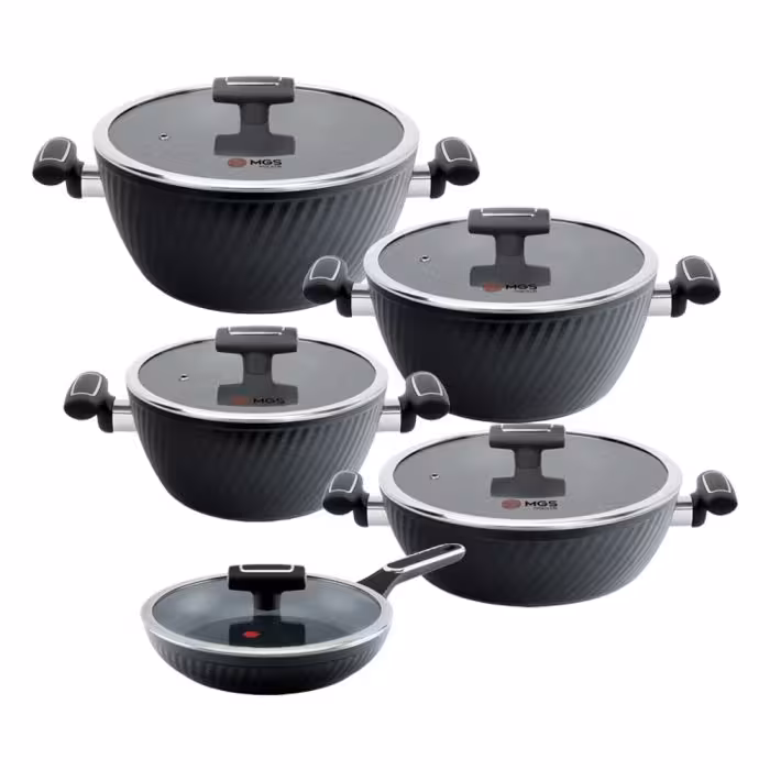 سرویس قابلمه 10 پارچه فورج طرح ماینز دستگره باکالیت ام جی اس