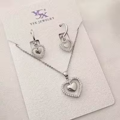 نیم ست قلب نقره . حس یک عشق ماندگار . N40..