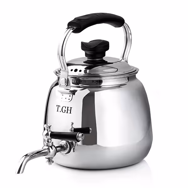 کتری توس 2.5 لیتری لوله دار براق کف چدن کد 30007 تی جی اچ TGH