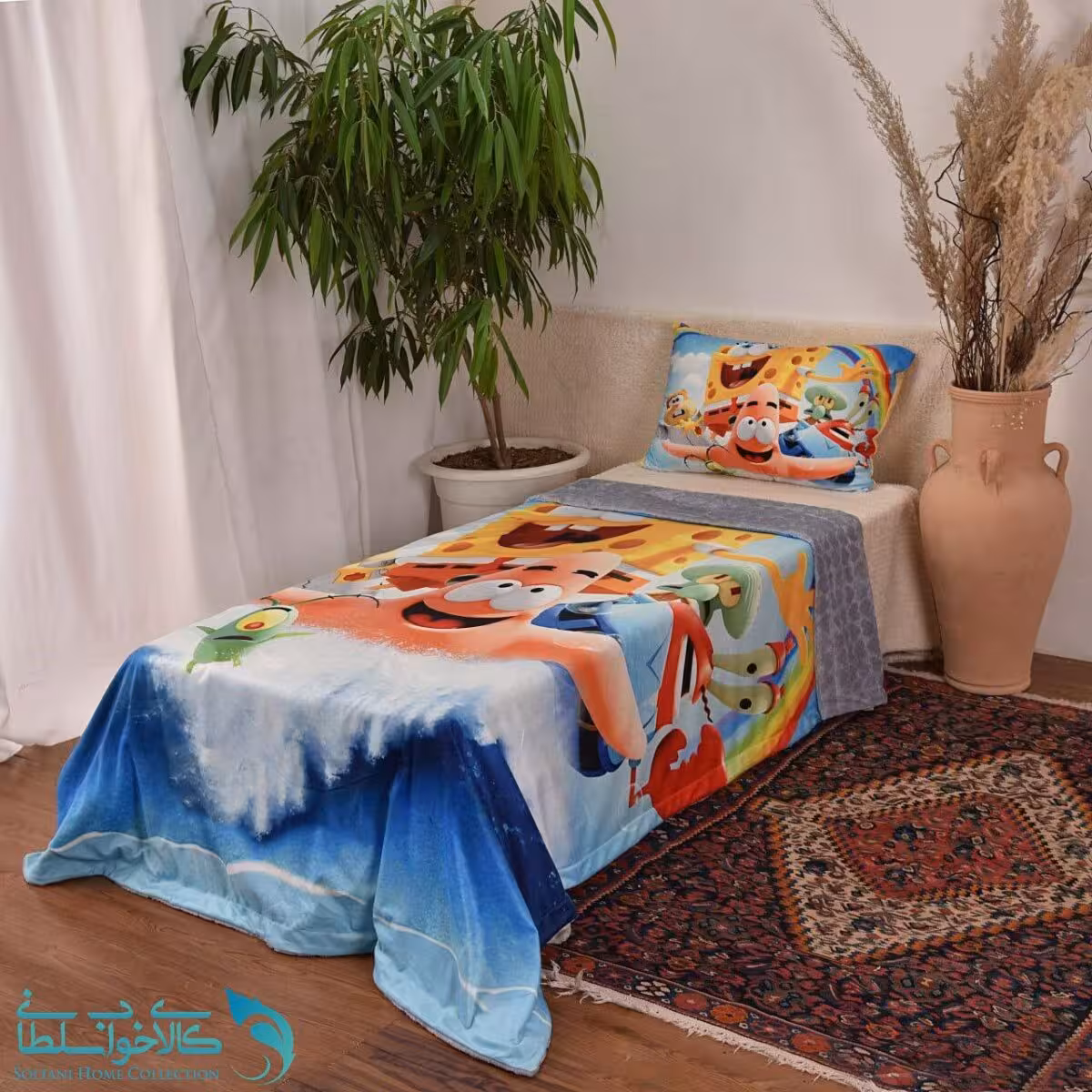 پتو روتختی عروسکی یکنفره طرح باب اسفنجی کد P239