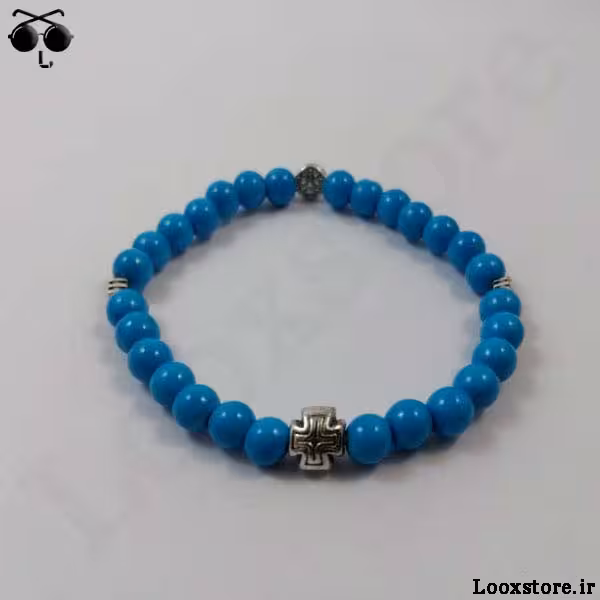 دستبند مهره ای آبی فیروزه ای خاص و زیبا