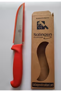 چاقوی آشپزخانه زولینگن (Solingen) با طول کلی 29 سانتی‌متر و دسته قرمز – ساخت آلمان