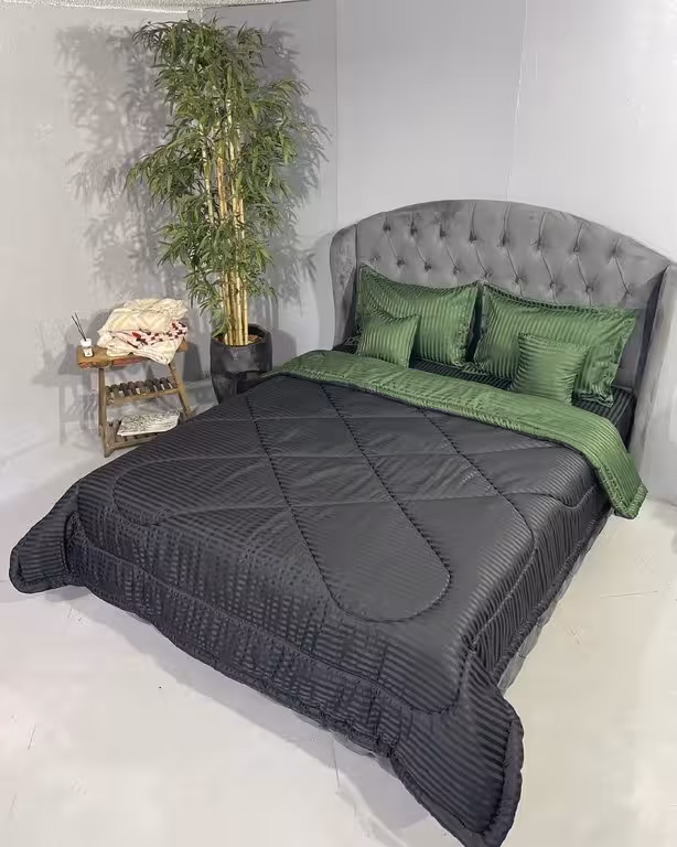 روتختی هتلی راه راه نخ پنبه مشکی سبز