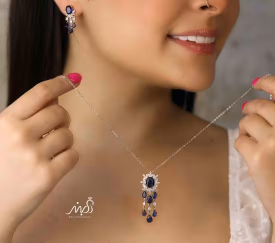 💍نیم ست لاکچری با نگین یاقوتی خاص و زیبا ، نقره عیار 925(N_4310)