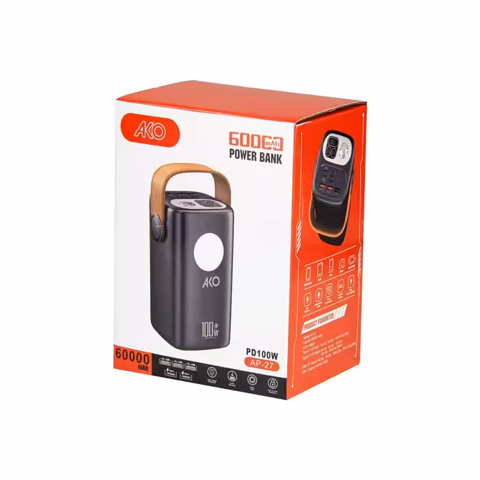 پاوربانک آکو مدل AP-27 ظرفیت 60000 میلی آمپر با توان خروجی 100 وات