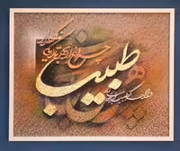 تابلو نقاشیخط دستساز بوم بافت دار پولکی با قاب سفید کد 102065