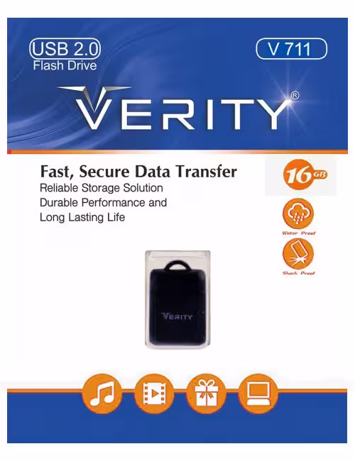 فلش مموری وریتی مدل V711 مشکی ظرفیت 16 گیگابایت