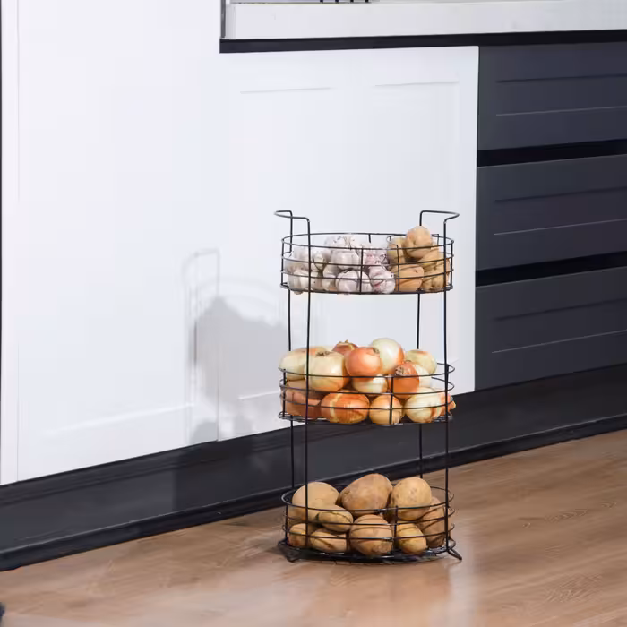 سبد سیب زمینی و پیاز پیشواز صنعت مدل 3 طبقه مفتولی گرد کد 1513