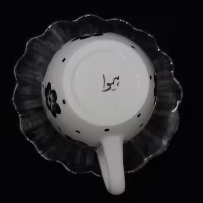  ست فنجان و نعلبکی سرامیکی هیوا طرح آفتاب گردان کمر باریک کد 10882035