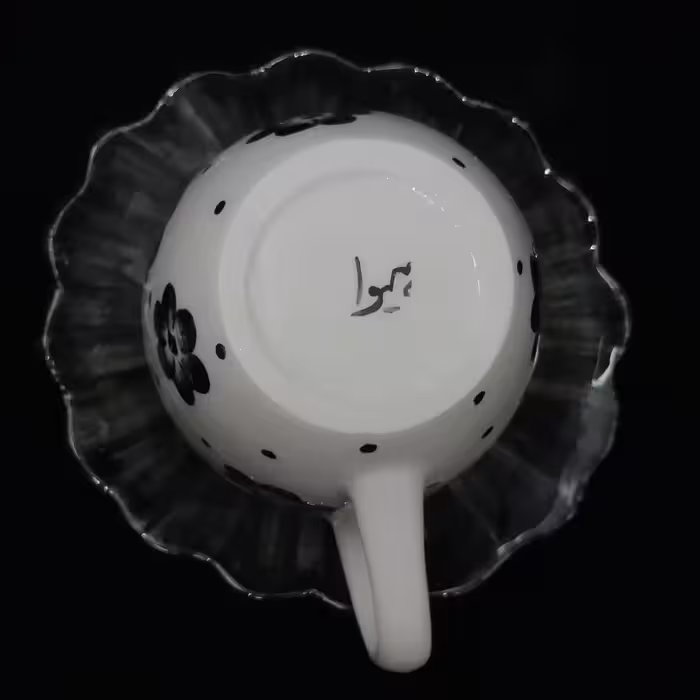  ست فنجان و نعلبکی سرامیکی هیوا طرح آفتاب گردان کمر باریک کد 10882035