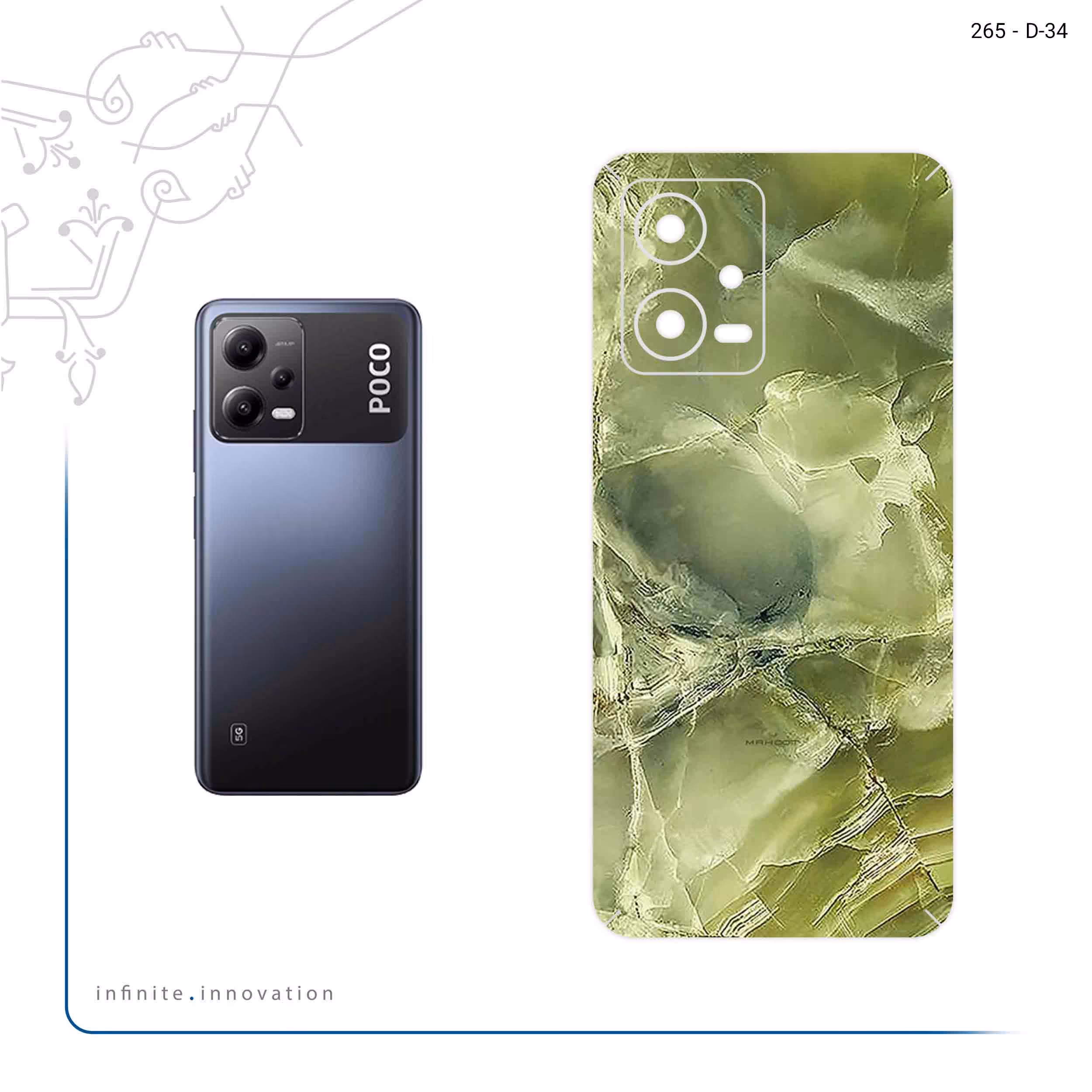 برچسب پوششی ماهوت مدل Green_Crystal_Marble مناسب برای گوشی موبایل شیائومی Poco X5