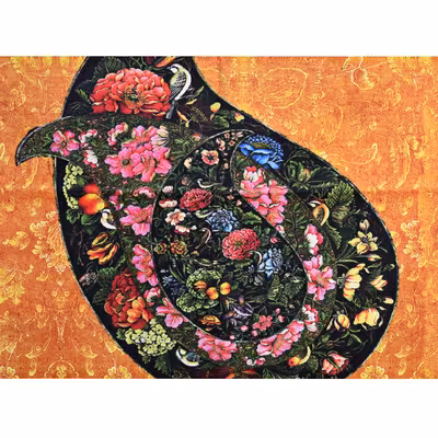 رومیزی مدل مخمل طرح گل و مرغ کد 152