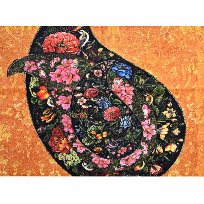 رومیزی مدل مخمل طرح گل و مرغ کد 152