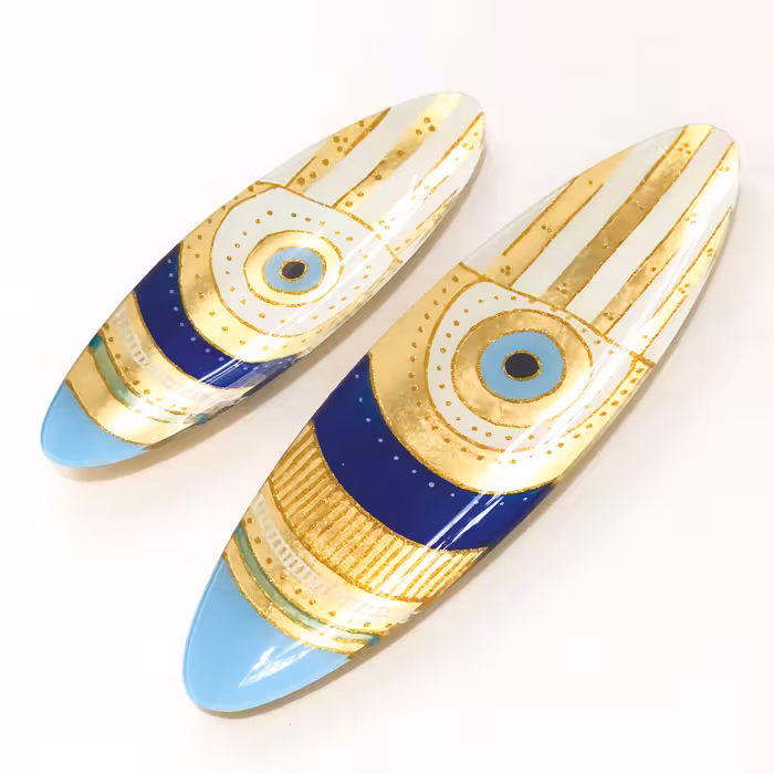 دیس شیشه ای مدل بیضی طرح چشم نظر