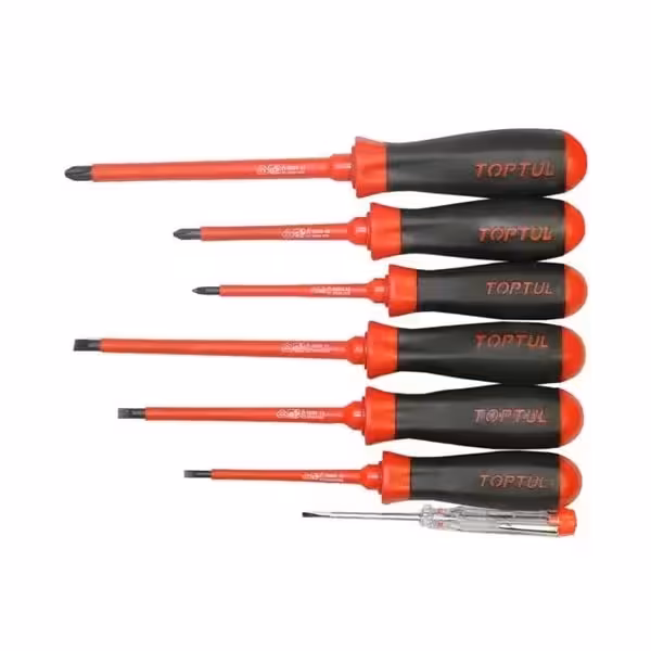 ست پیچ گوشتی عایق برق فشار قوی تاپتول 7 عددی مدل GAAE0704