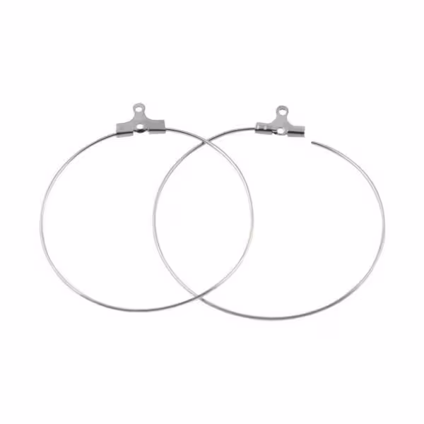 حلقه گوشواره نقره ای استیل 40mm بسته دو عددی kks1011