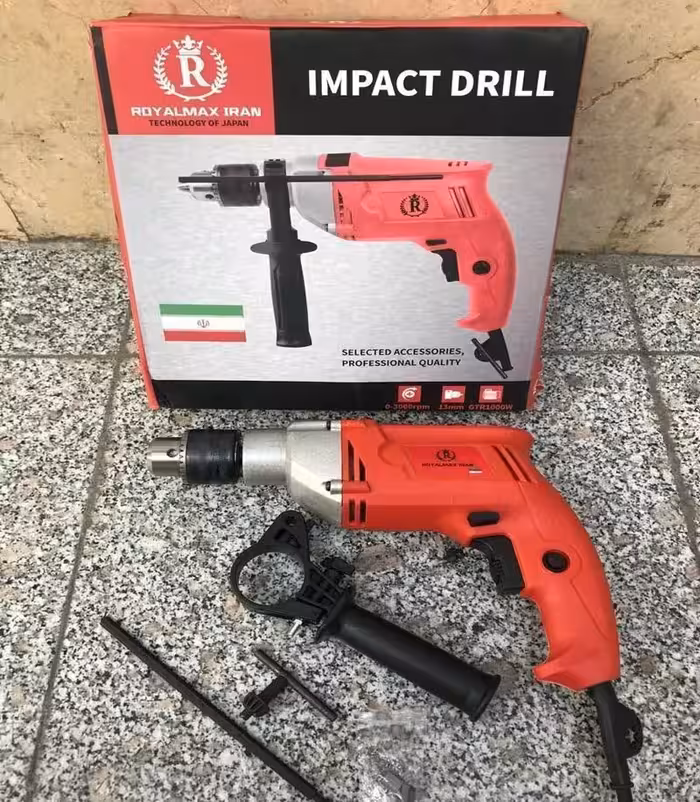 دریل 13 چکشی نیم تنه فلزی گریبکسی رویال مدل 1000 وات