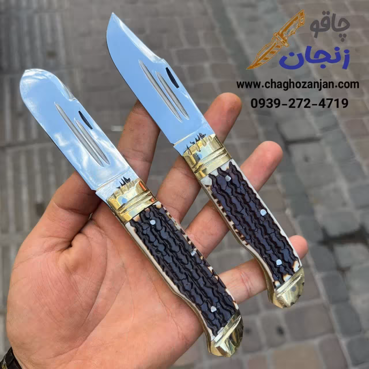 چاقو تاشو طرح استخوان بدون ضامن استاد بالایی ارسال از زنجان