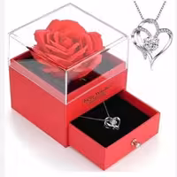 جعبه نیمستی کشویی قرمز وارداتی با رز جاودان