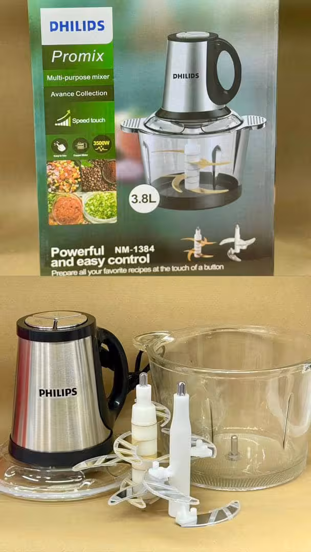 خردکن فیلیپس سه سرعته NM1384 ظرفیت 3.8 لیتر قدرت 3000 وات با 4 6 تیغه ارسال رایگان