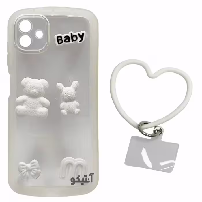 قاب Baby عروسکی برجسته النگویی مناسب برای Samsung A04-سفید