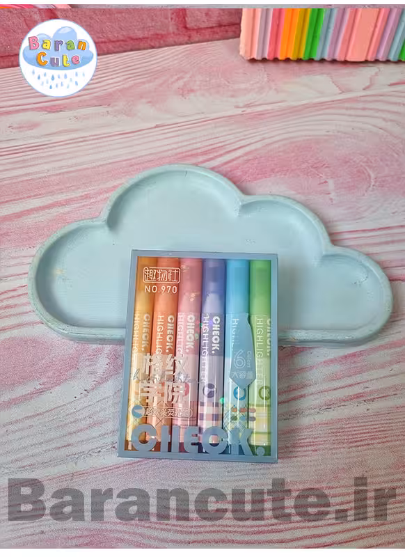 هایلایتر فانتزی پاستیلی قلمی بزرگ بسته 6 عددی