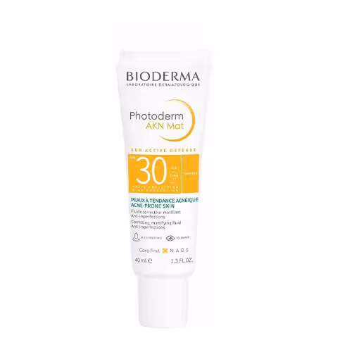 ضد آفتاب بایودرما آکنه مات ضد جوش  SPF50 مدل Photoderm AKN Mat بیرنگ 40‌ میل