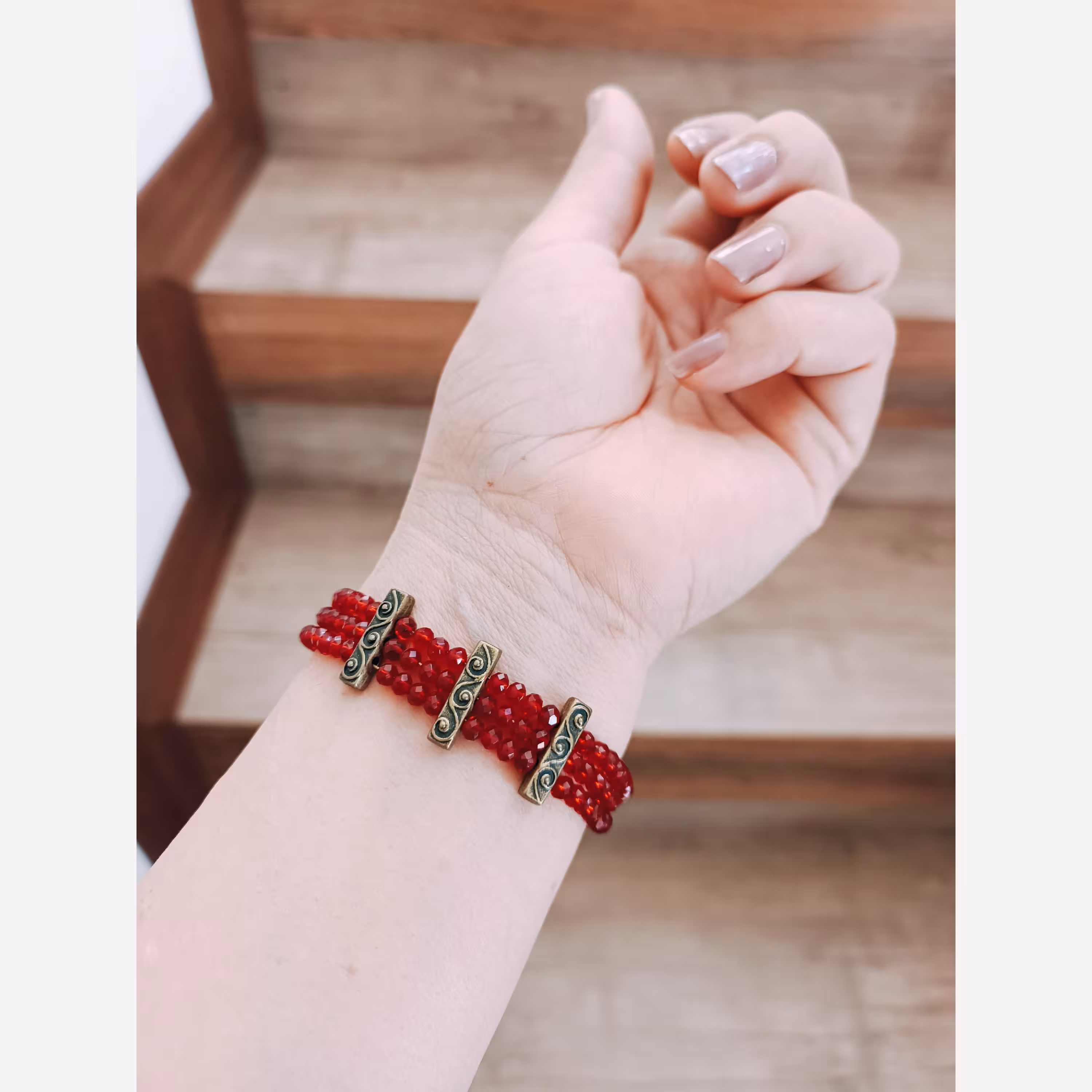  دستبندسنتی کریستالی سه ردیفه 