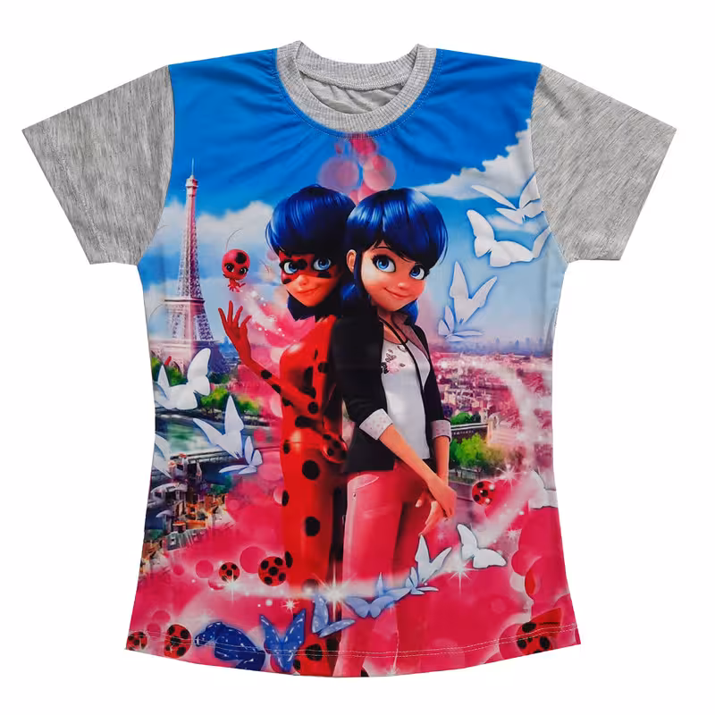 تی شرت آستین کوتاه دخترانه مدل دختر کفشدوزکی کد 04