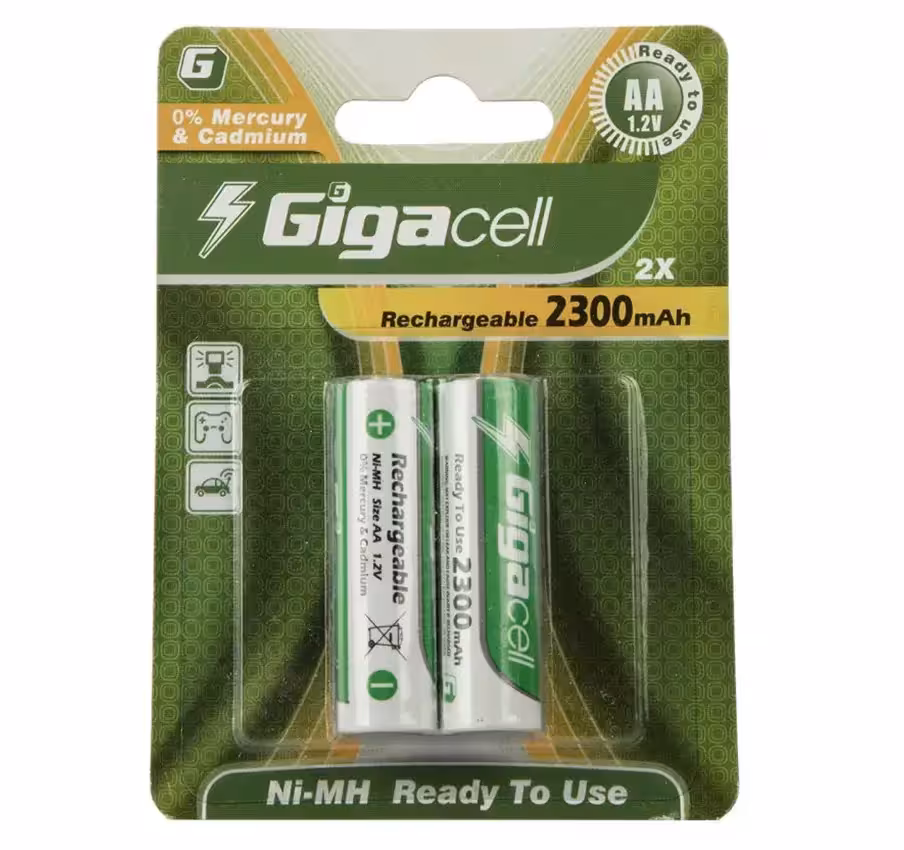 باتری قلمی قابل شارژ گیگاسل 2300mAh بسته 2 عددی