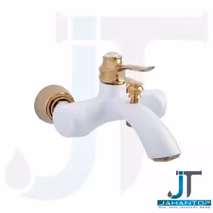 شیر حمام اهرمی سفید طلایی آریانا (مدل پرنس)