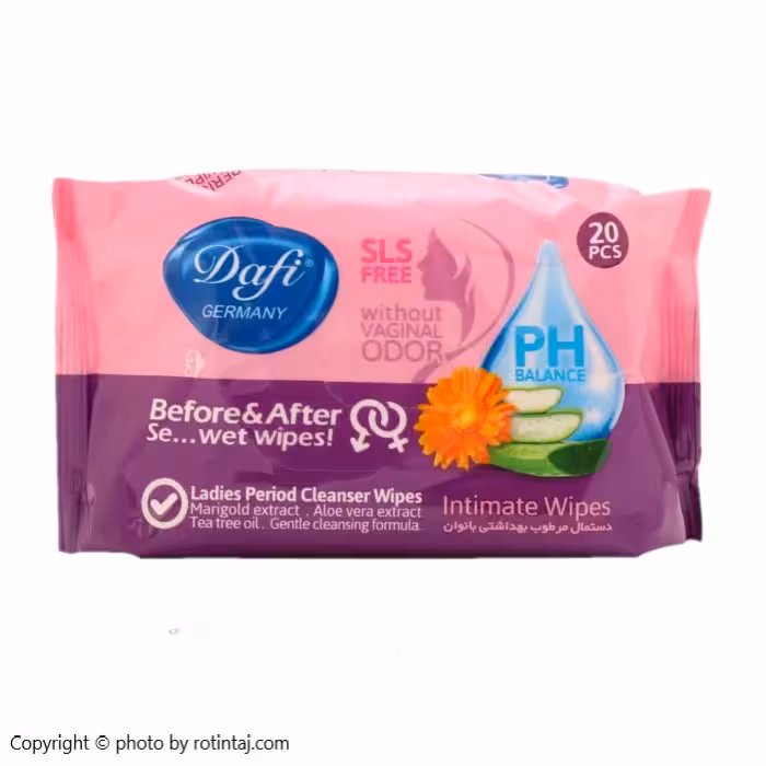دستمال مرطوب بهداشتی بانوان دافی 20 عددی