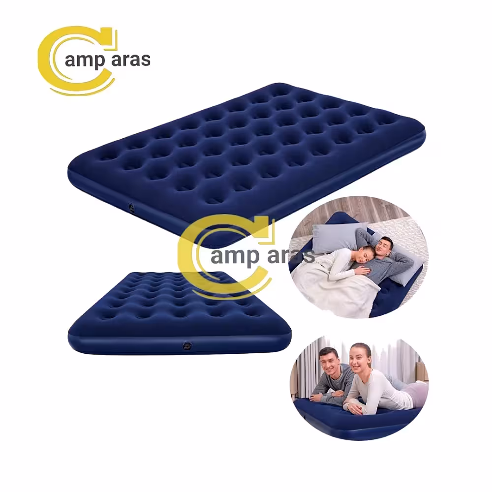 تشک 2 نفره بادی سفری Flocked Airbed مدل AMT-S2 روکش مخمل - کمپ آراس