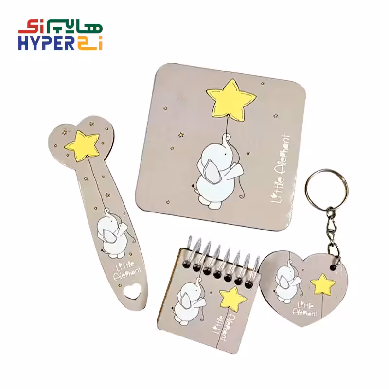 ست فانتزی چوبی 4تایی طرح فیل طوسی