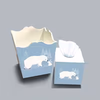 ست سطل و جا دستمال چوبی کودک طرح خرس قطبی مهربون کد A3790