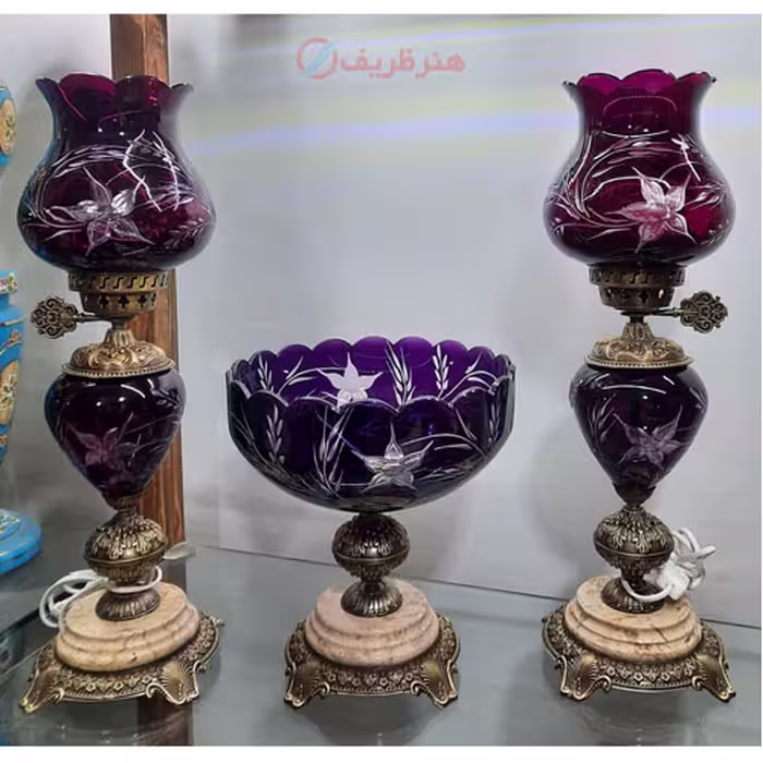ست چراغ لامپا سایز متوسط تراش بنفش