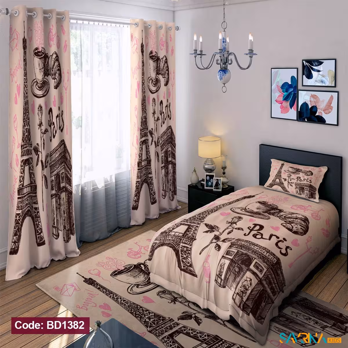 ست اتاق خواب طرح برج ایفل کد BD1382