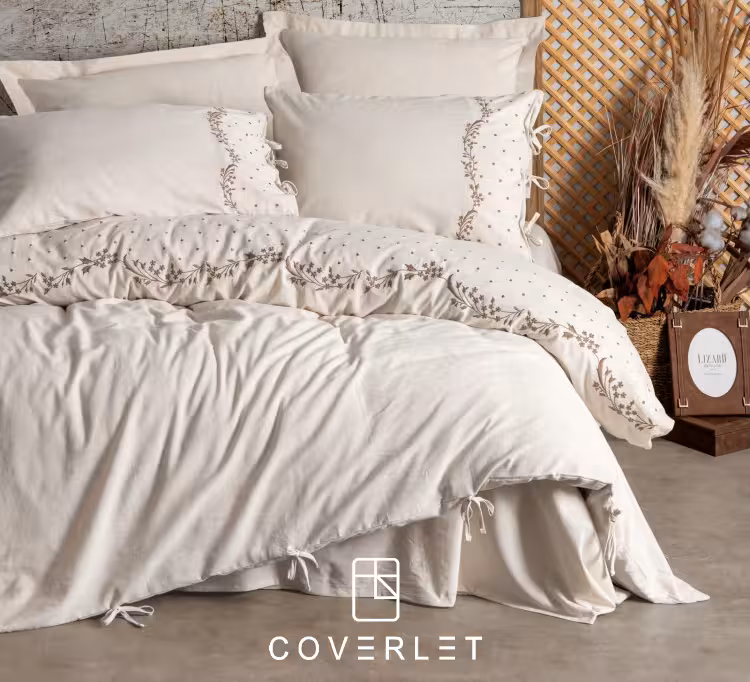 روتختی لینن بژ طرح گلدوزی دونفره Pelias