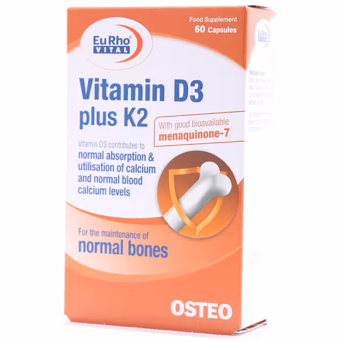 کپسول ویتامین D3 1000 پلاس K2 یوروویتال 60 عددی - دارونت