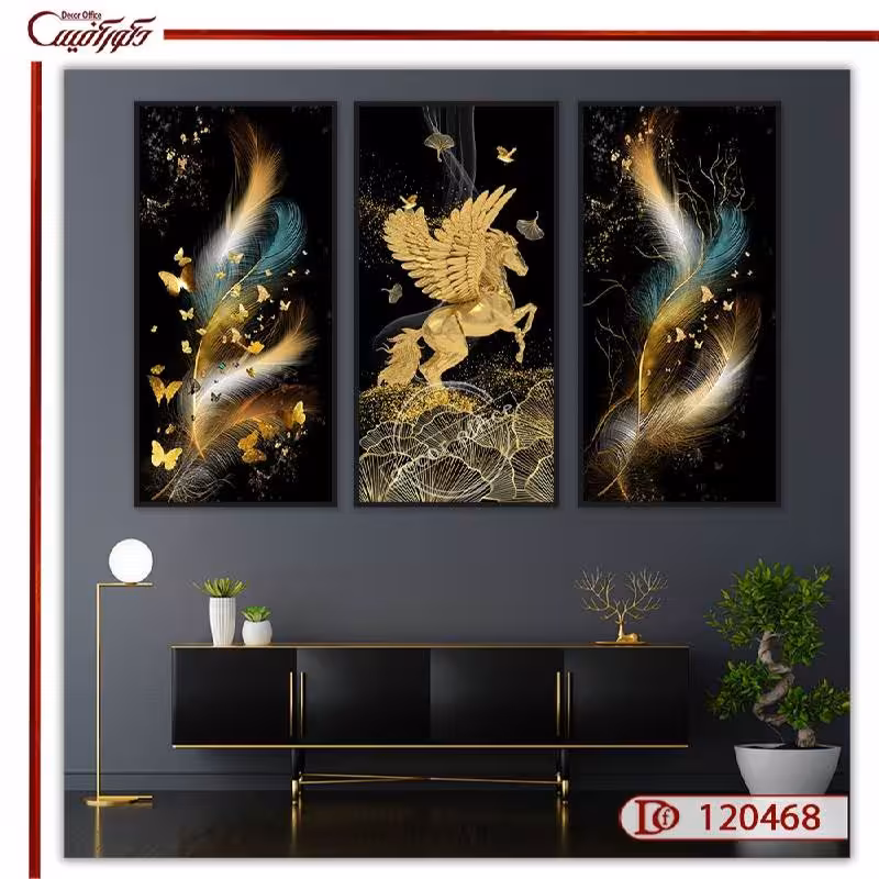 تابلو سه تکه اسب پرنده M120468