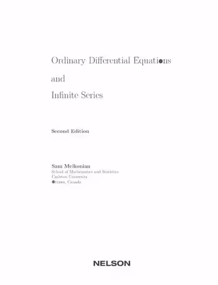 خرید و دانلود نسخه کامل کتاب Ordinary Differential Equations and Infinite Series