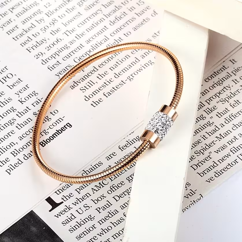 النگو بنگل مجلسی زیبااستیل آبکاری رنگ ثابت ضدحساسیت زیورآلات  کره ای                 