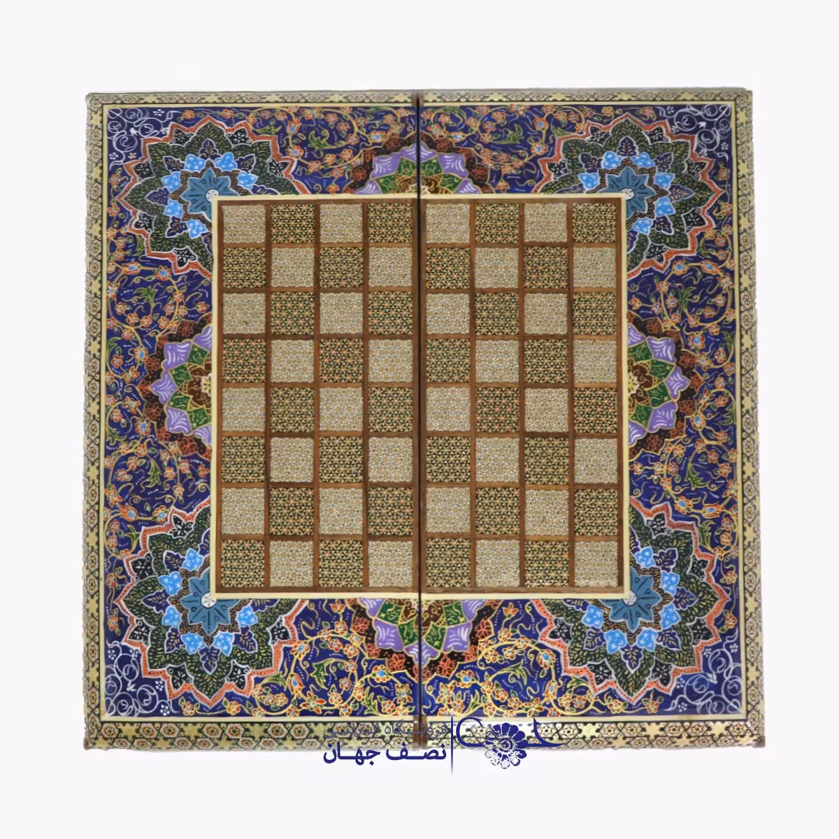 تخته نرد و شطرنج خاتم 50 سانتی لب گرد تذهیب