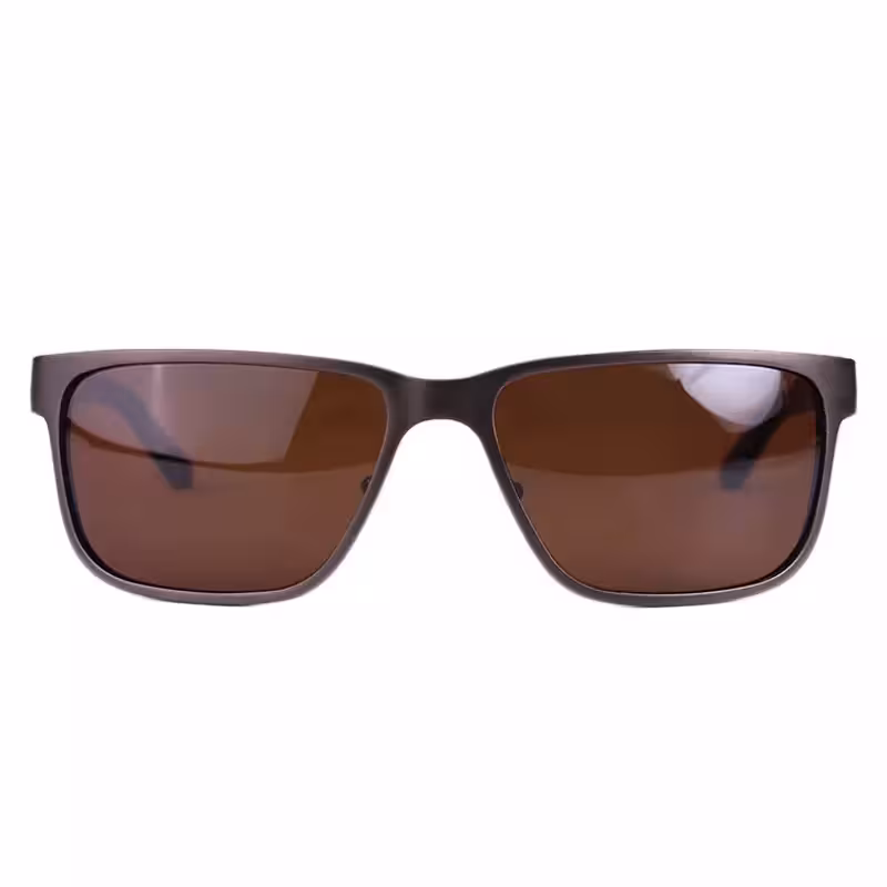 عینک آفتابی مردانه پلیس آلومینیوم فریم مستطیل قهوه ای 8553/3